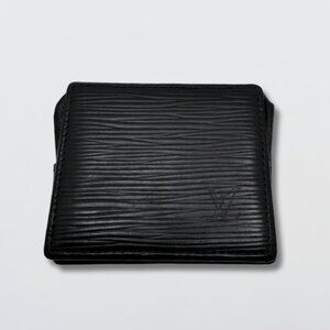 Louis Vuitton Coin Purse Epi Noir Mini Boite Box Leather Snap Closure Black OS